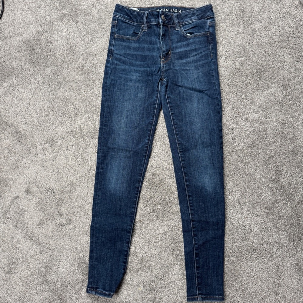 American Eagle Women's 4 Next Level Stretch HI Rise Jegging Dark Denim Regular